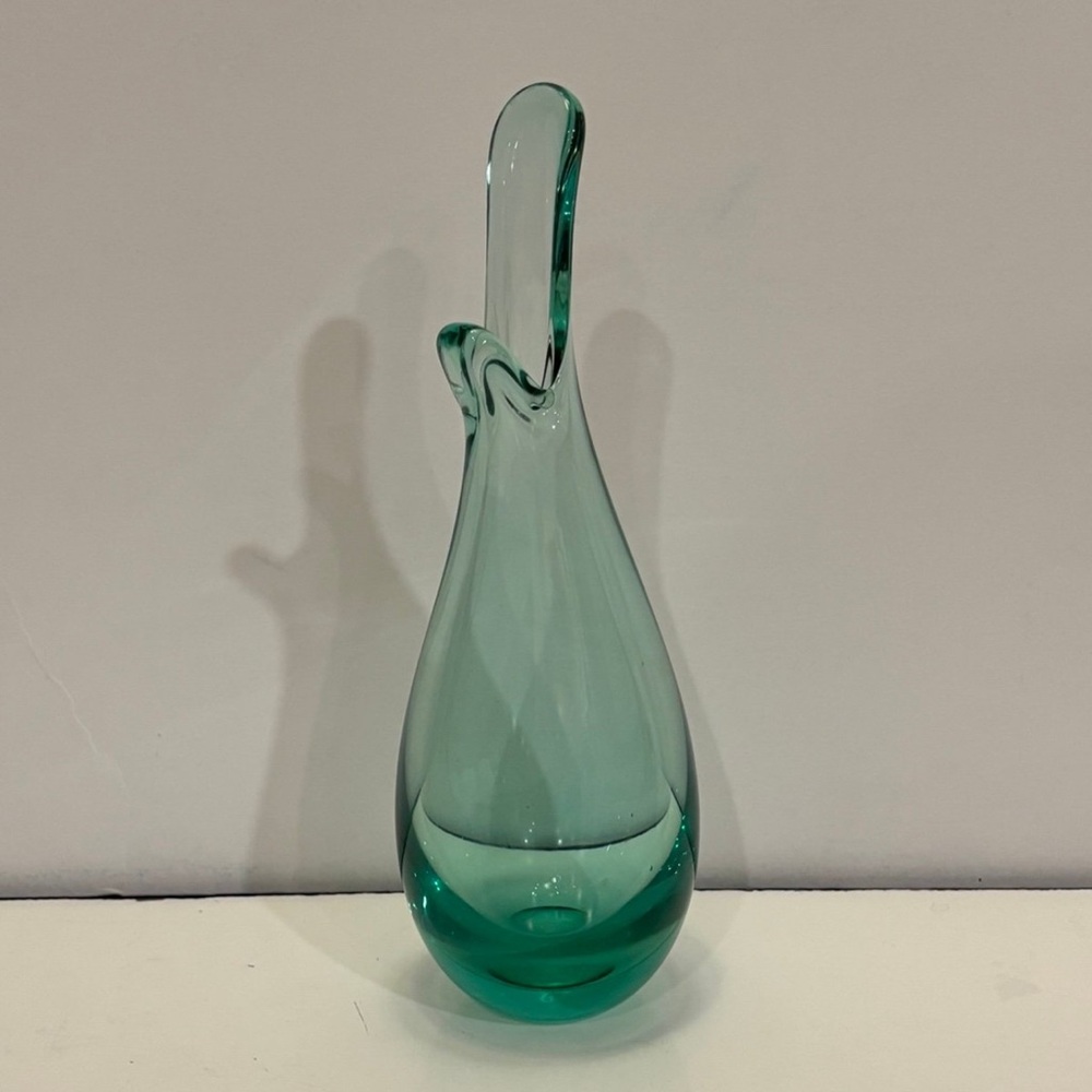 Holmegaard Akva Duckling Beak Vase, aqua
